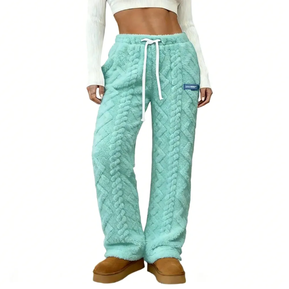 Women's fleece sweatpants, cable knit trousers