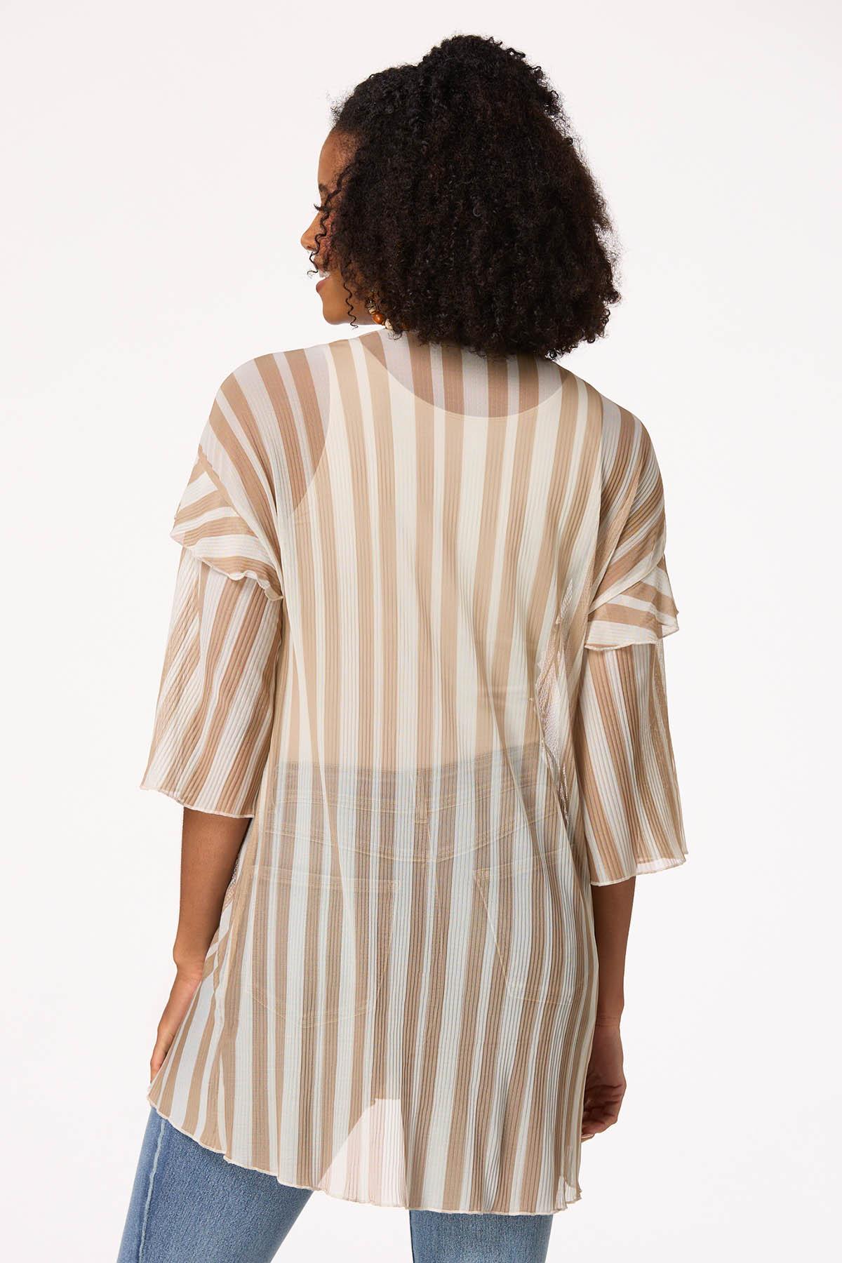 Ribbed Stripe Mesh Kimono