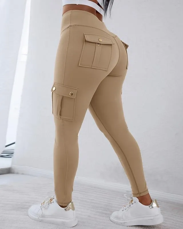 Womens Butt Lifting Leggings with Flap Pockets High