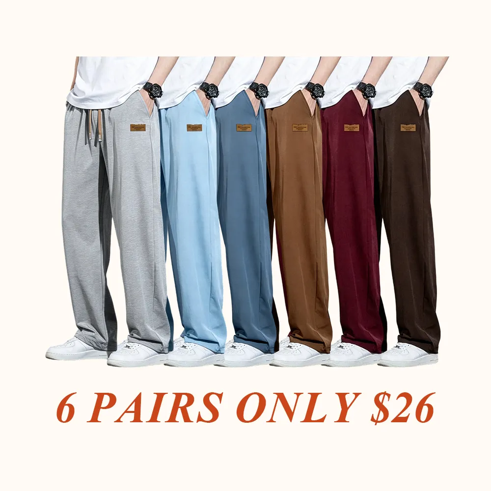 Men’s Casual Lightweight Ice Silk Jogger Pants with Drawstring Waist — Machine washable