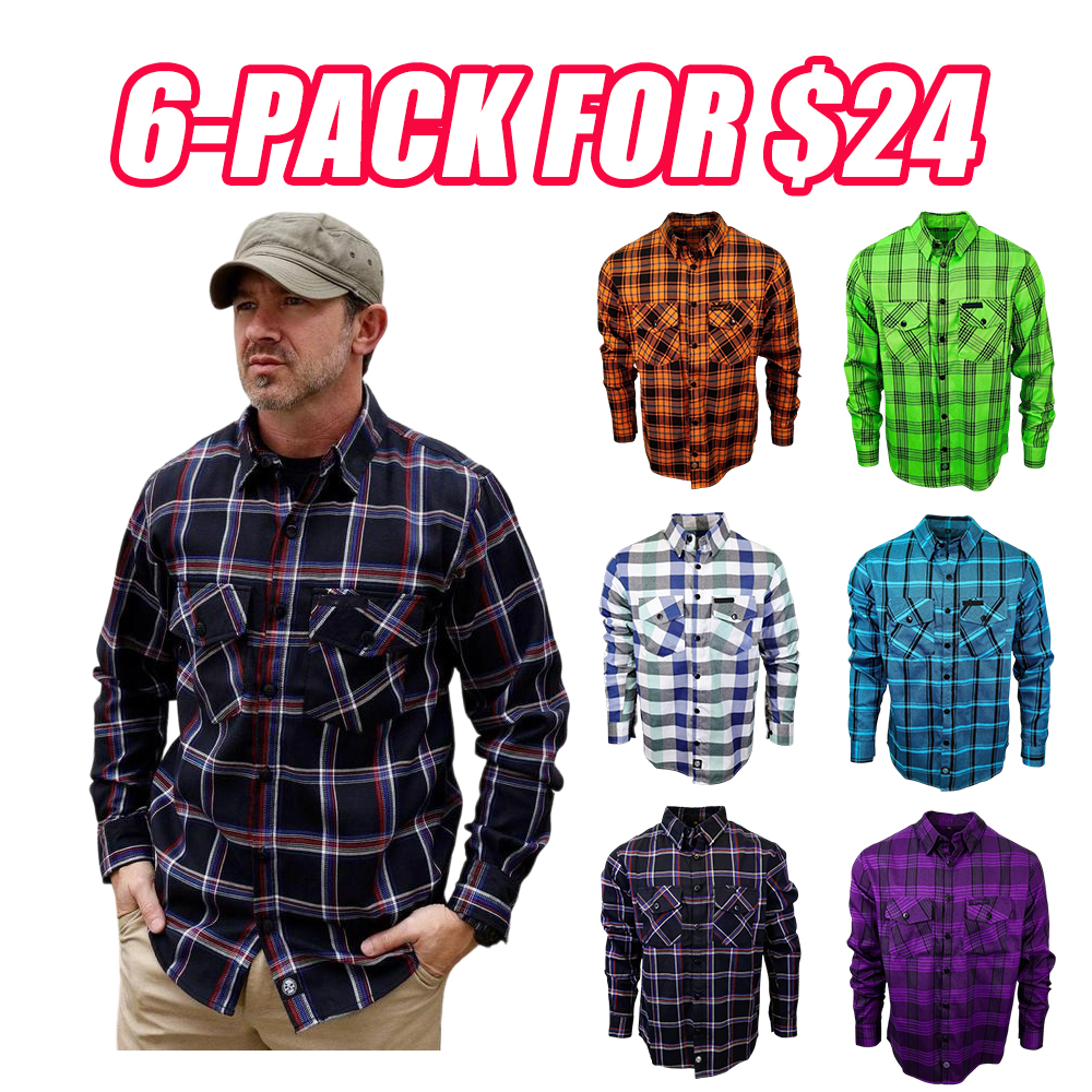 🔥 Men’s Patriot Red, White & Blue Flannel Shirt — Hidden Snap Collar
