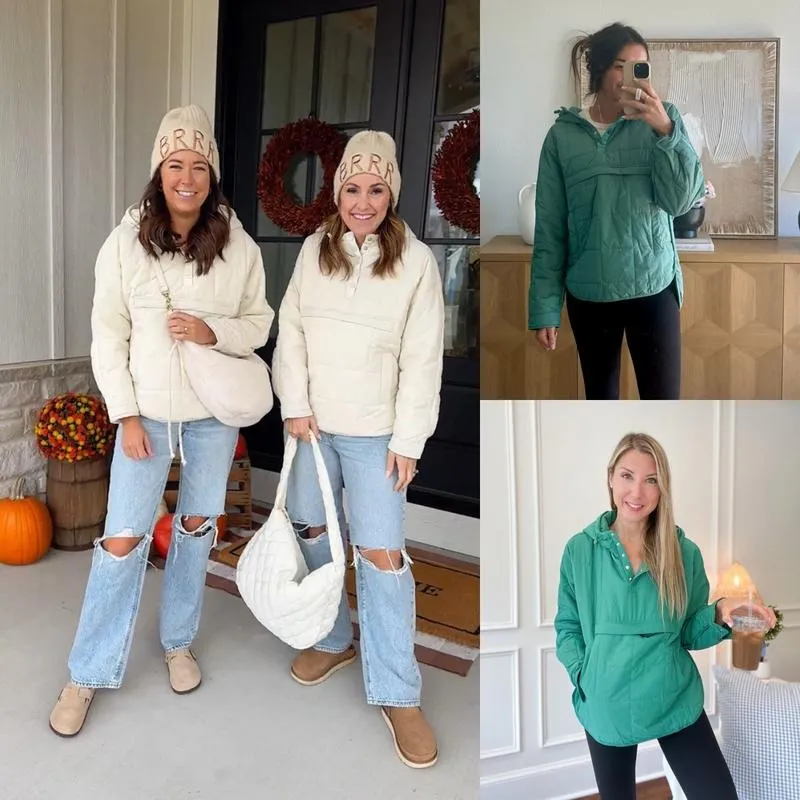 Women's oversized down jacket with quilted batwing sleeves pullover