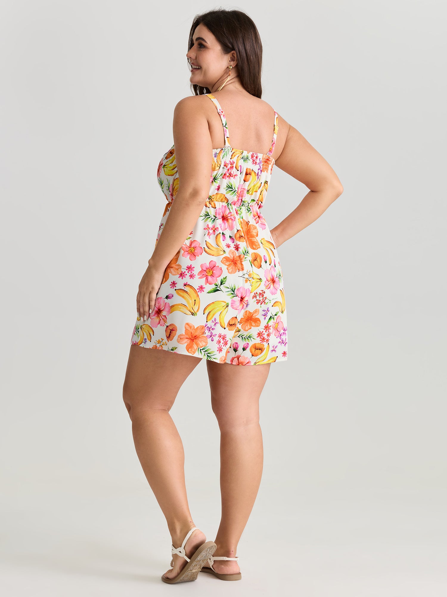 Supersoft Floral Print Square Neckline Romper
