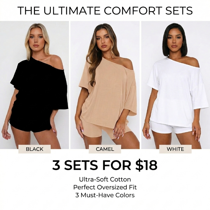 Women’s Casual Two Piece Lounge Set Off Shoulder Top & Fitted Shorts Springtok