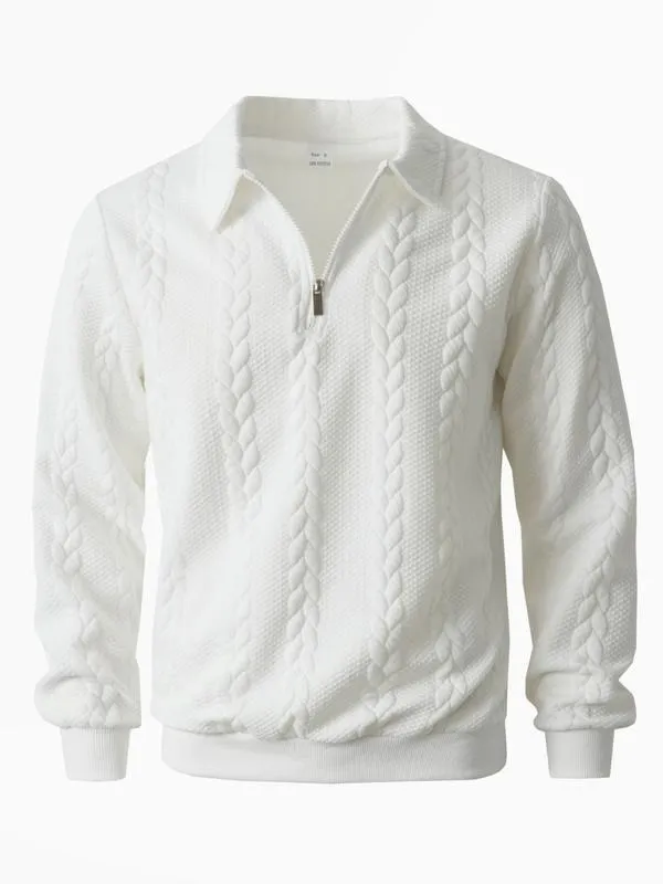 Men's Fall Winter Outfits Knitted Polo Neck Long Sleeve Sweatshirt for Daliy Wear