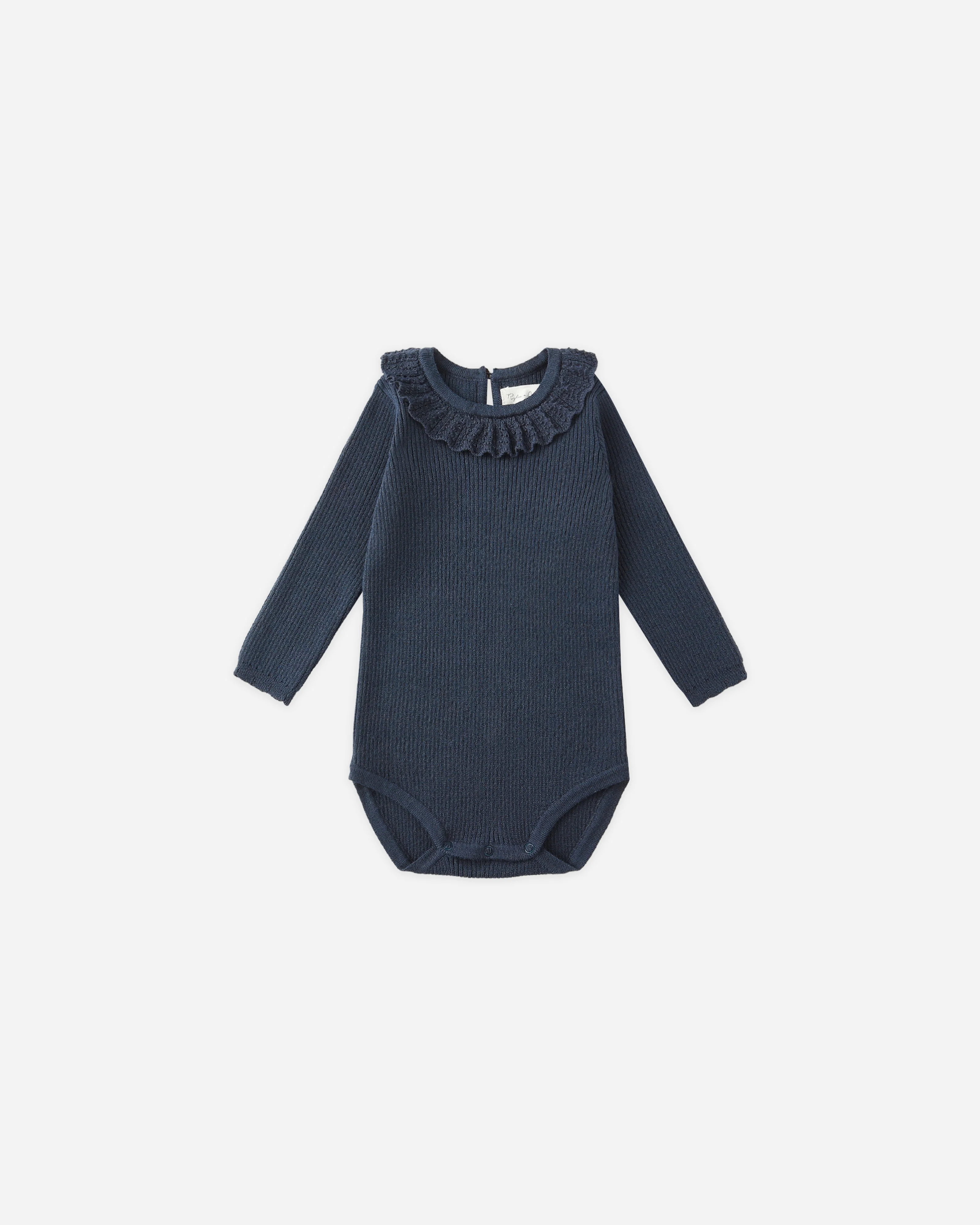 Ruffle Collar Bodysuit || Navy