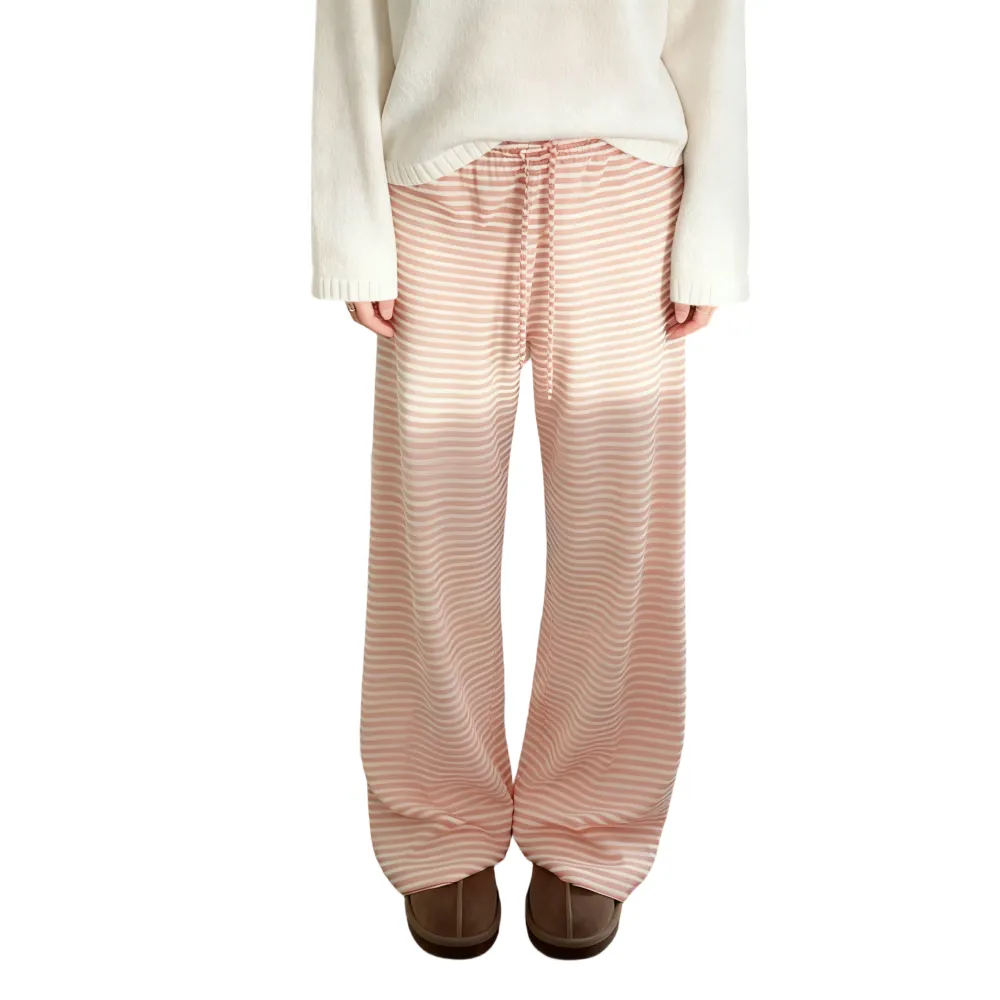 Women's Striped Drawstring Straight Leg Pants