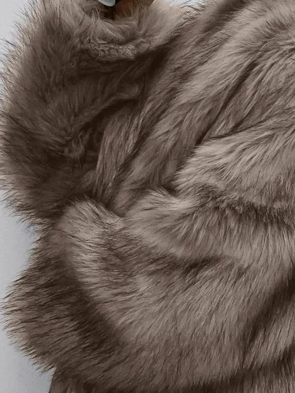 Women'S Solid Color Open Front Faux Fur Coat