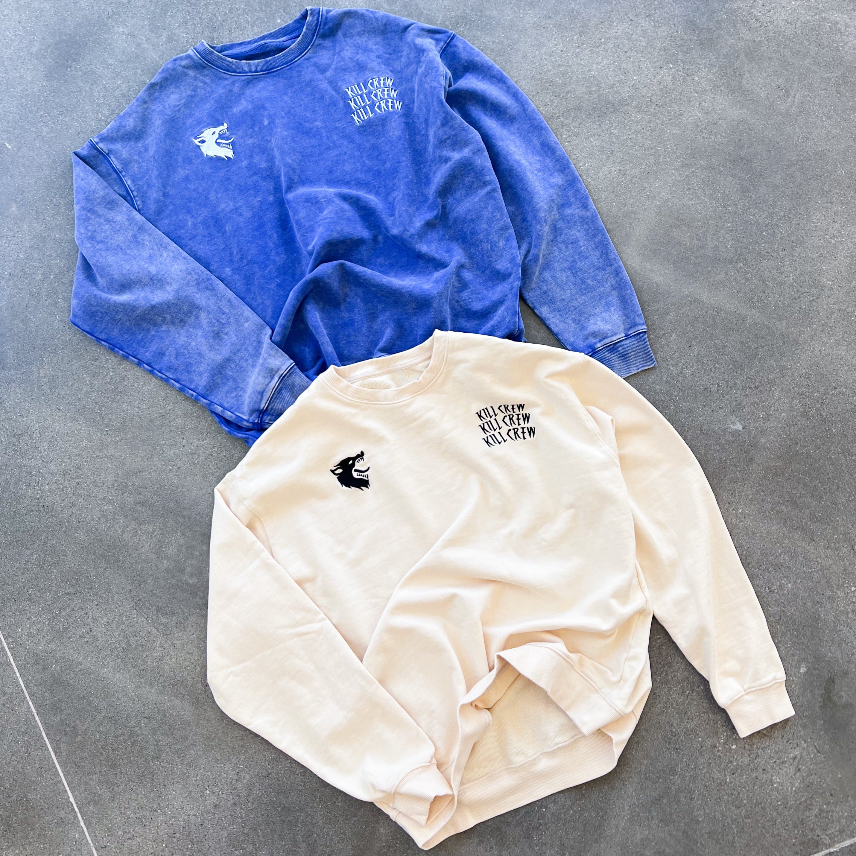 OVERSIZED HEAVYWEIGHT WOLF CREW NECK - BLUE