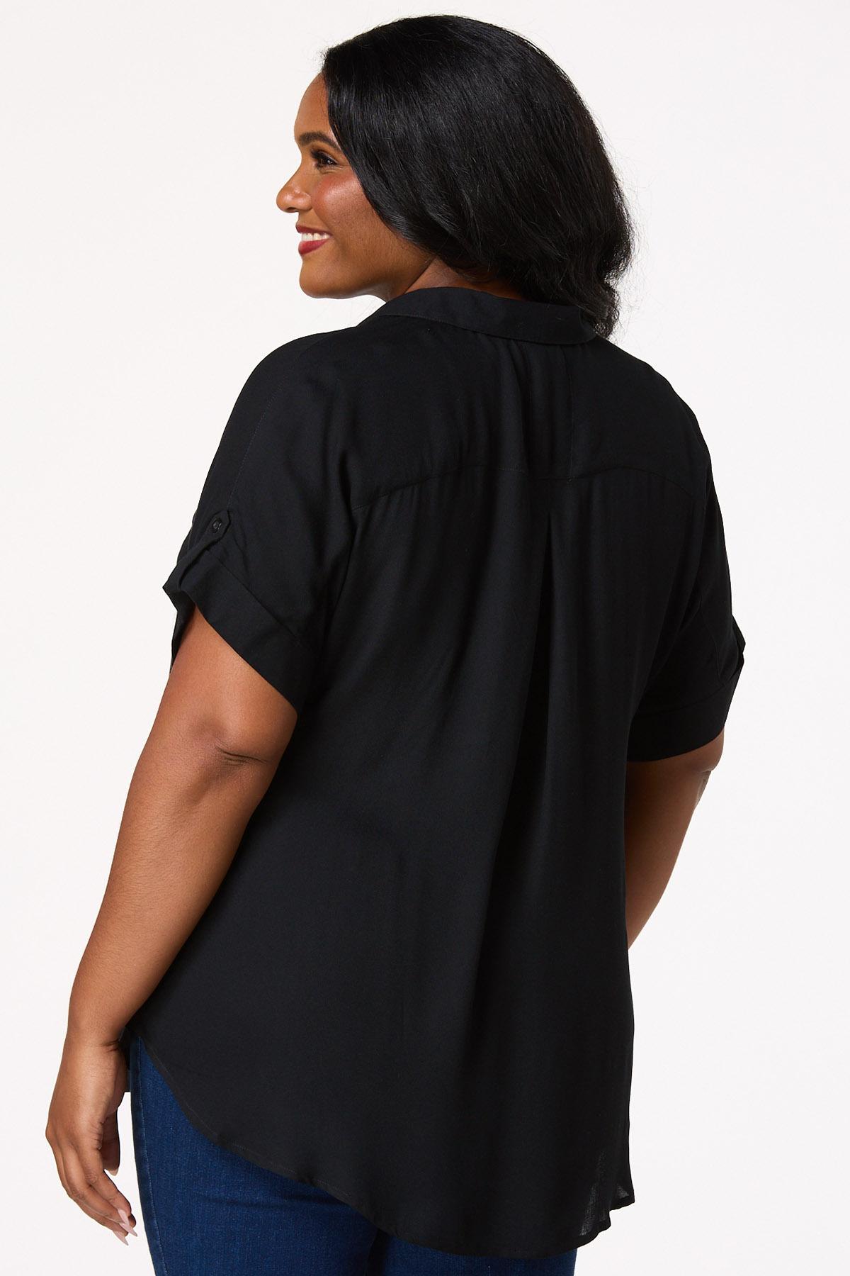 Plus Size Button Down Utility Shirt