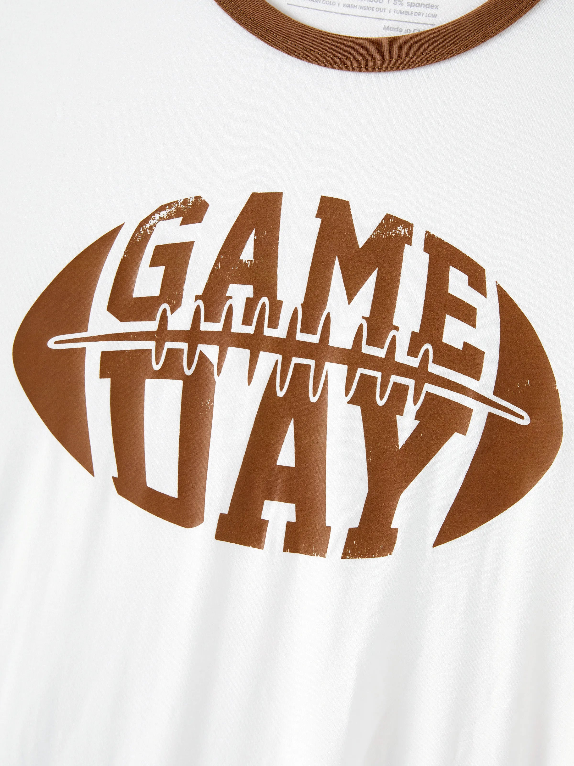 Bamboo Family Pajamas Football and Letter Print Short-sleeve Matching Pajama Set ( Snug-Fitting for Children ) Khaki