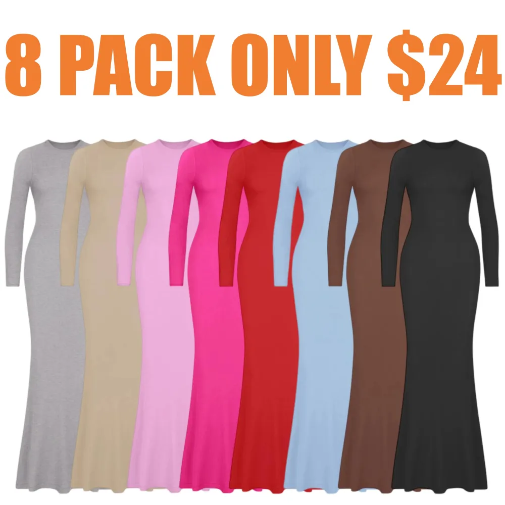 Women's Sexy Round Neck Mermaid Hem Long Home Dress