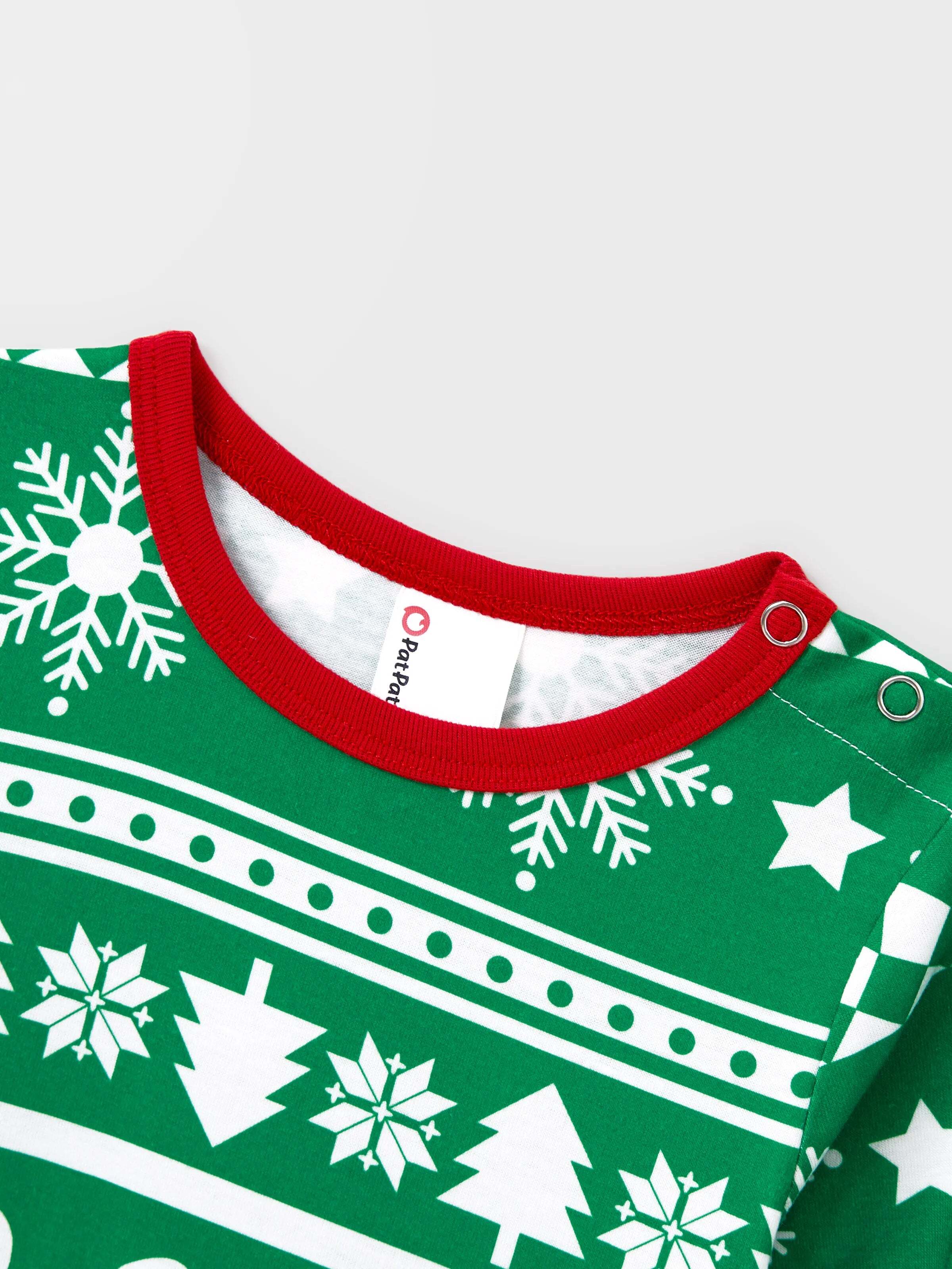 Christmas Matching Family Pajamas Set Gingerbread and Christmas Tree Print Green PJS with Christmas Socks Green