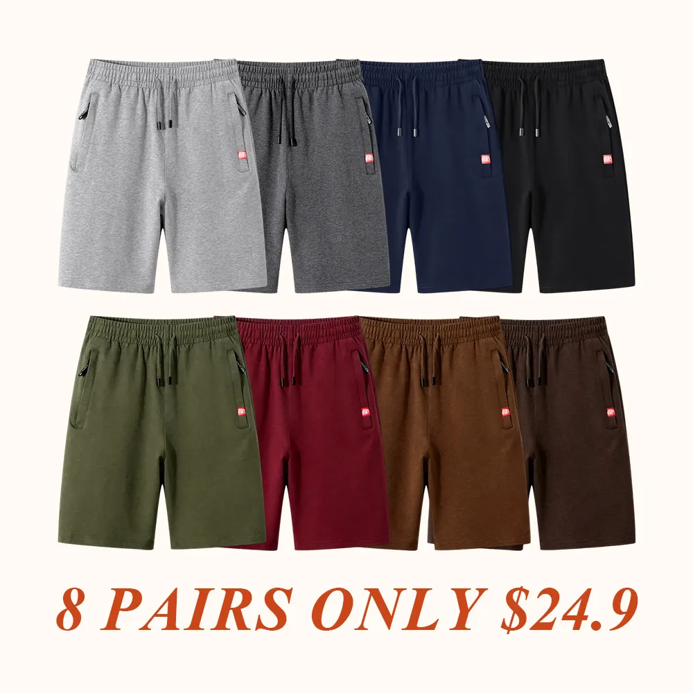 Men’s casual athletic shorts, available in four colors, made from breathable fabric with a zipper design—perfect for summer beach trips, outings