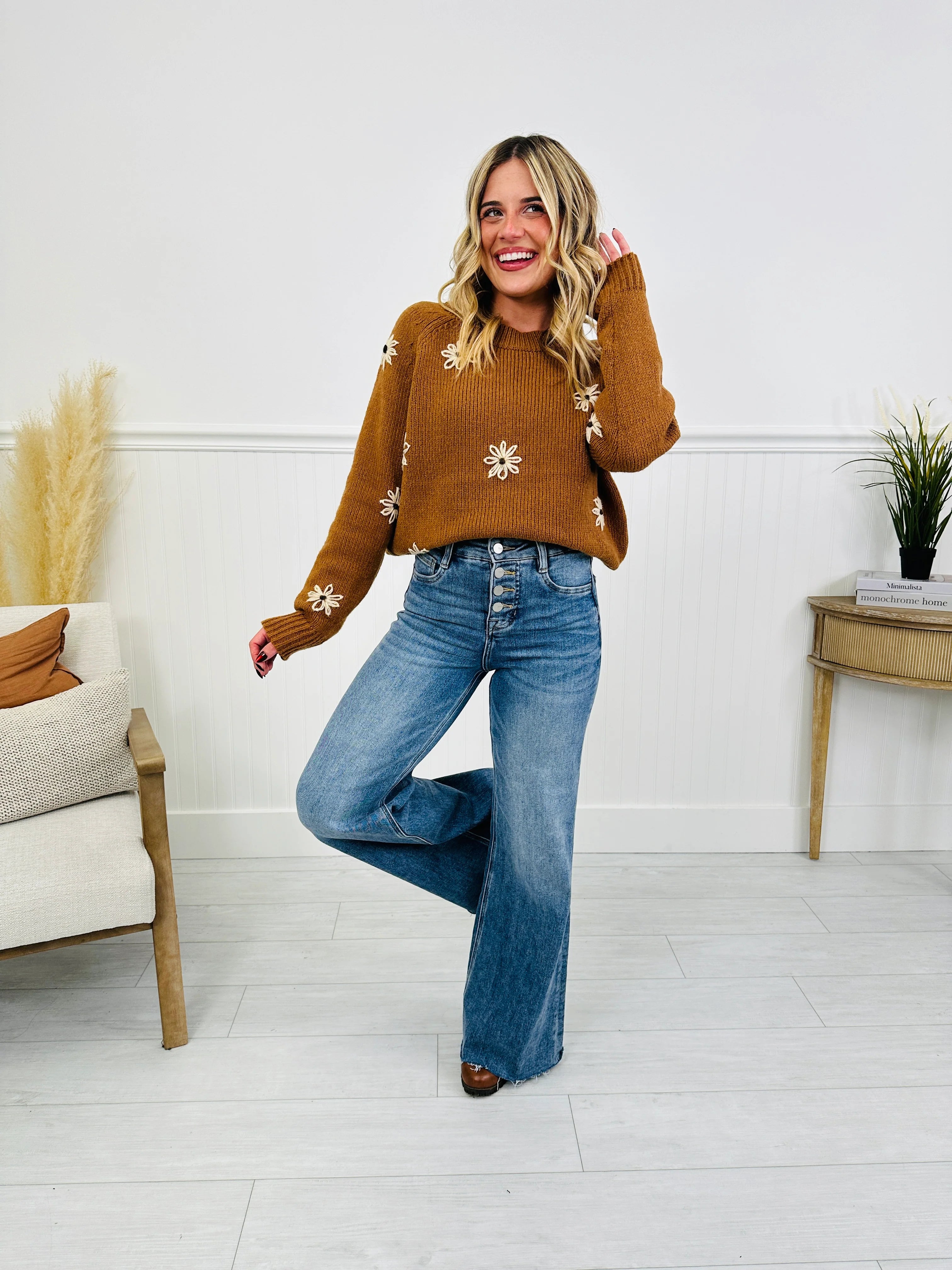 Push Your Buttons Tummy Control Wide Leg Jeans