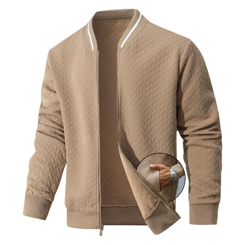 Men's Lightweight Varsity Bomber Jacket - Zip-Up Stand Collar