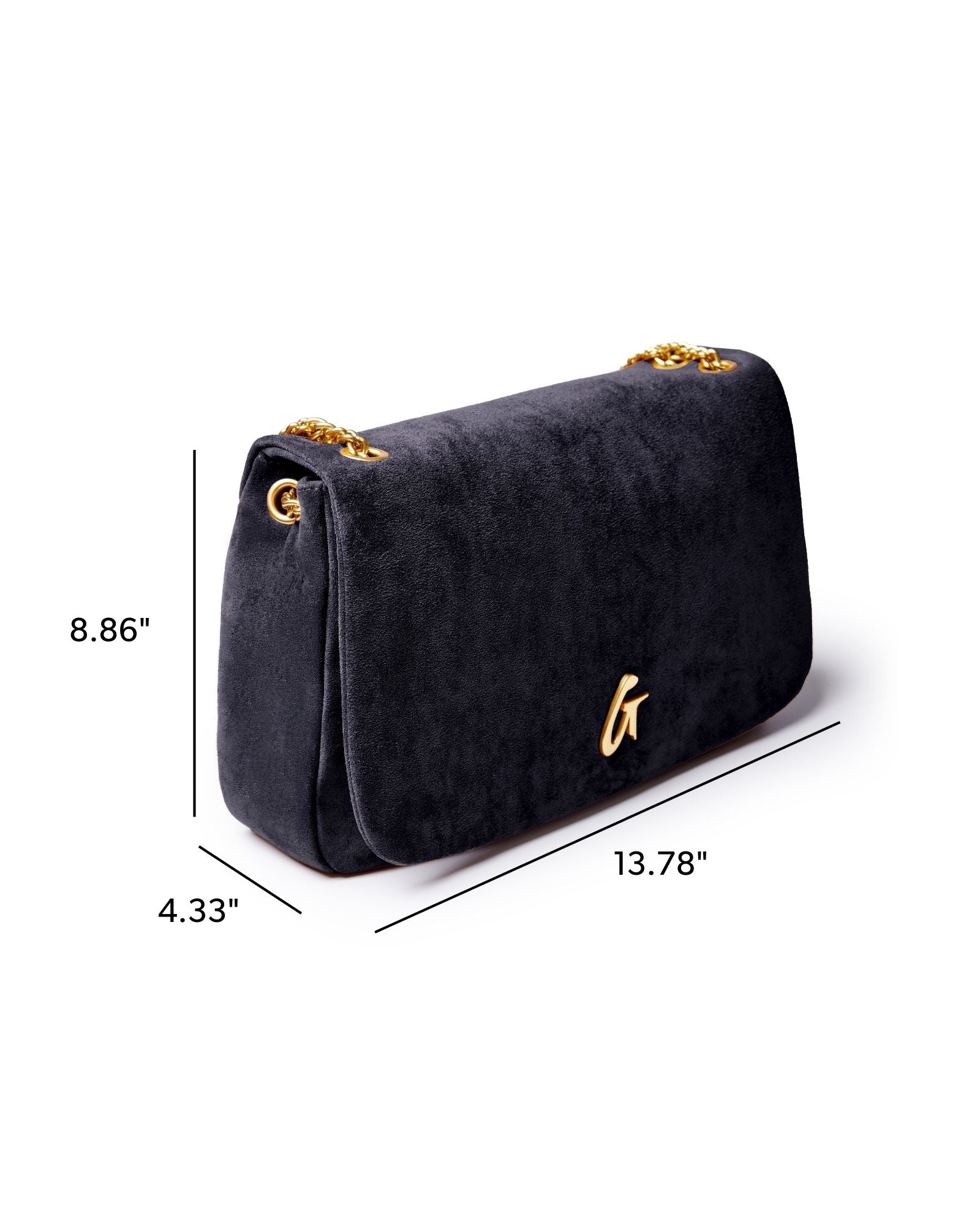 MEDIUM SUEDE FLAP BAG - BLACK