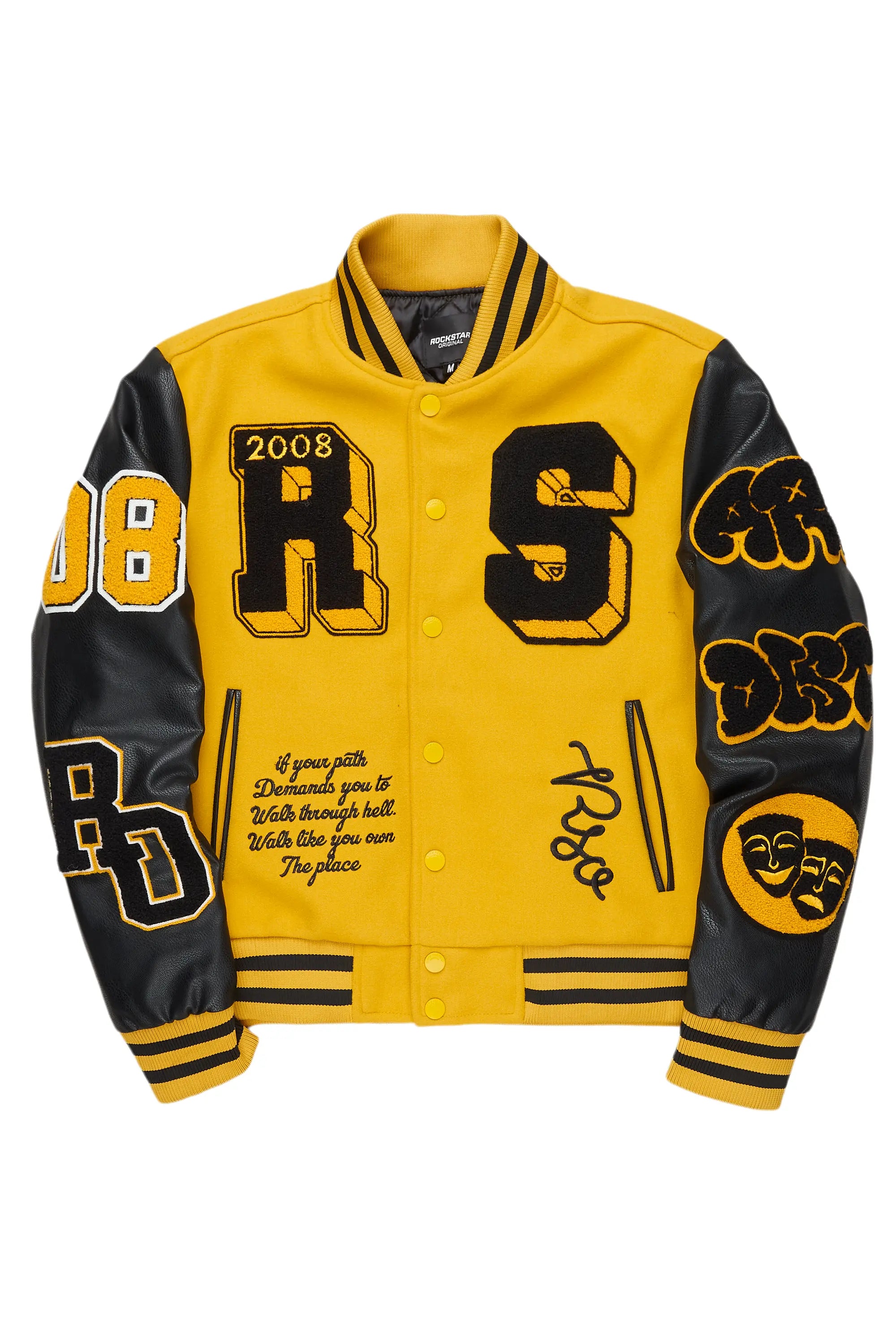 Leslee Black/Yellow Oversized Varsity Jacket