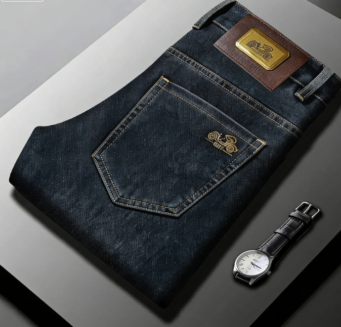 Spring New Men's 100% Pure Cotton Straight - Leg Jeans