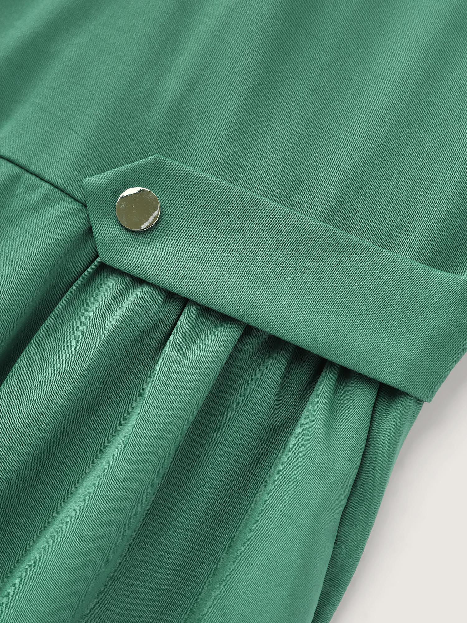 Shirt Collar Decorative Waistline Midi Dress