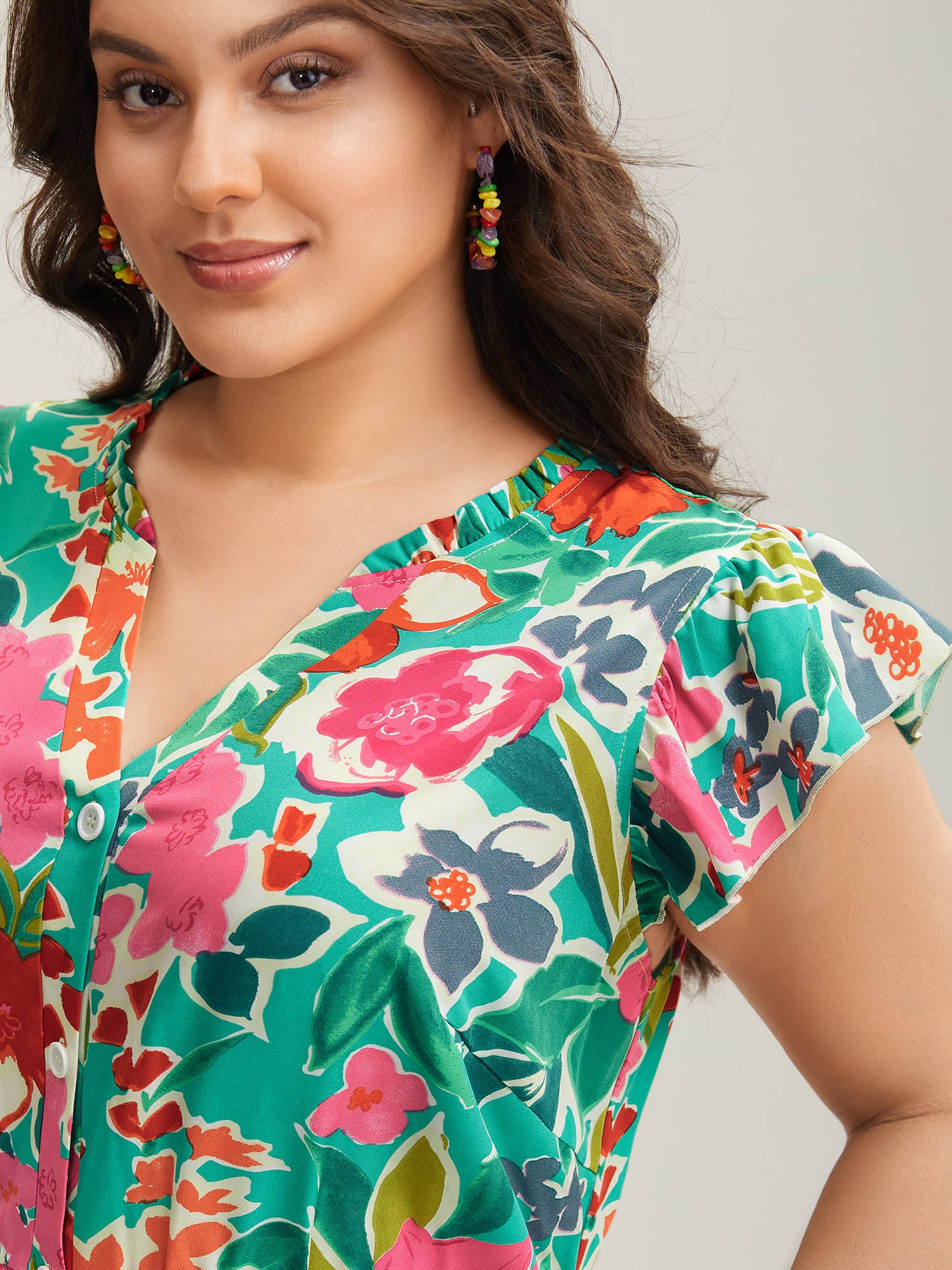 Sunkissed Floral Print Button Wide-Leg Jumpsuit