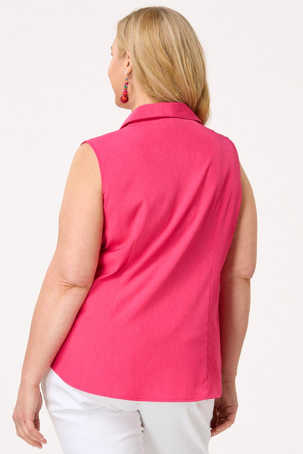 Plus Size Button Down Sleeveless Top