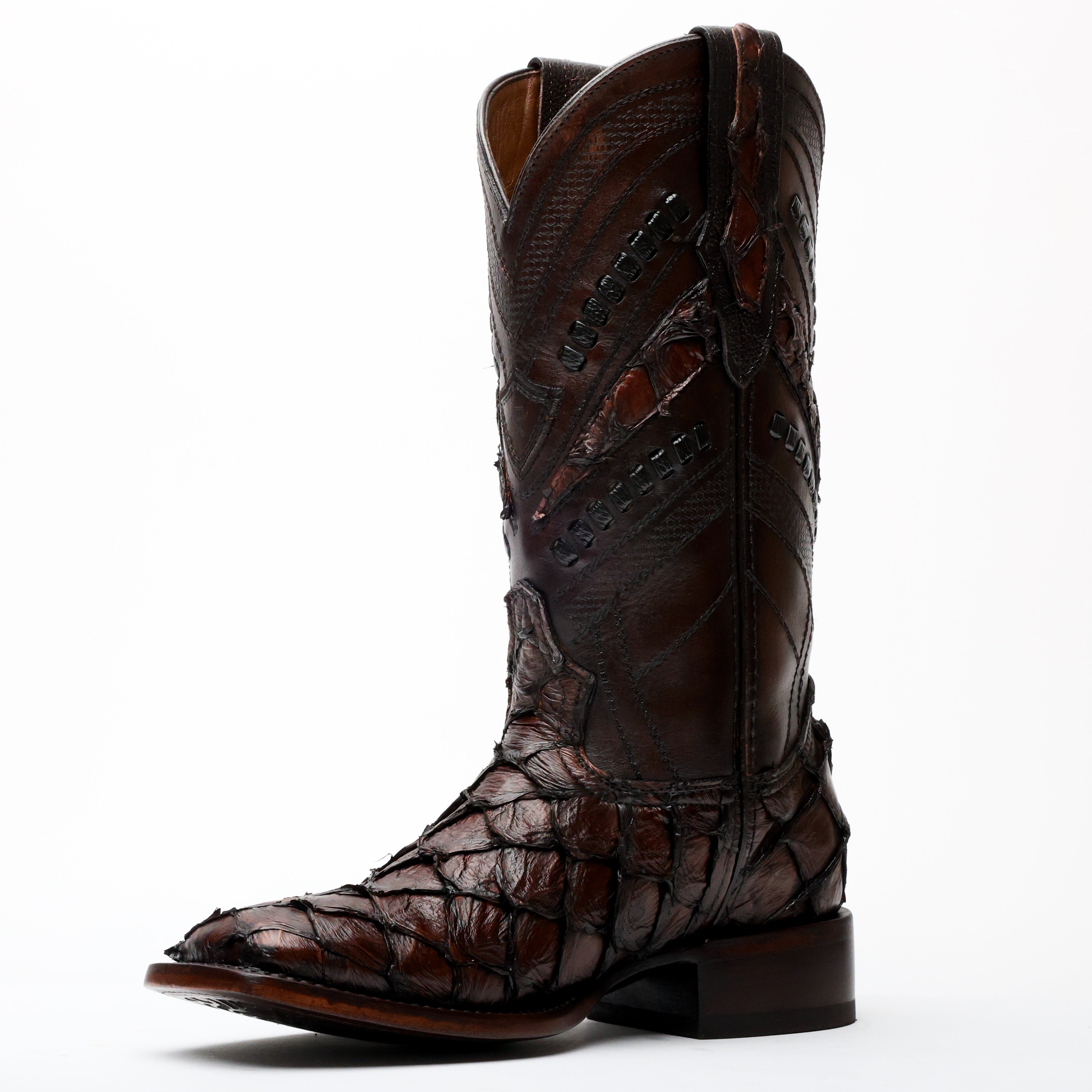AUTHENTIC Brown Pirarucu Boots - Square Toe