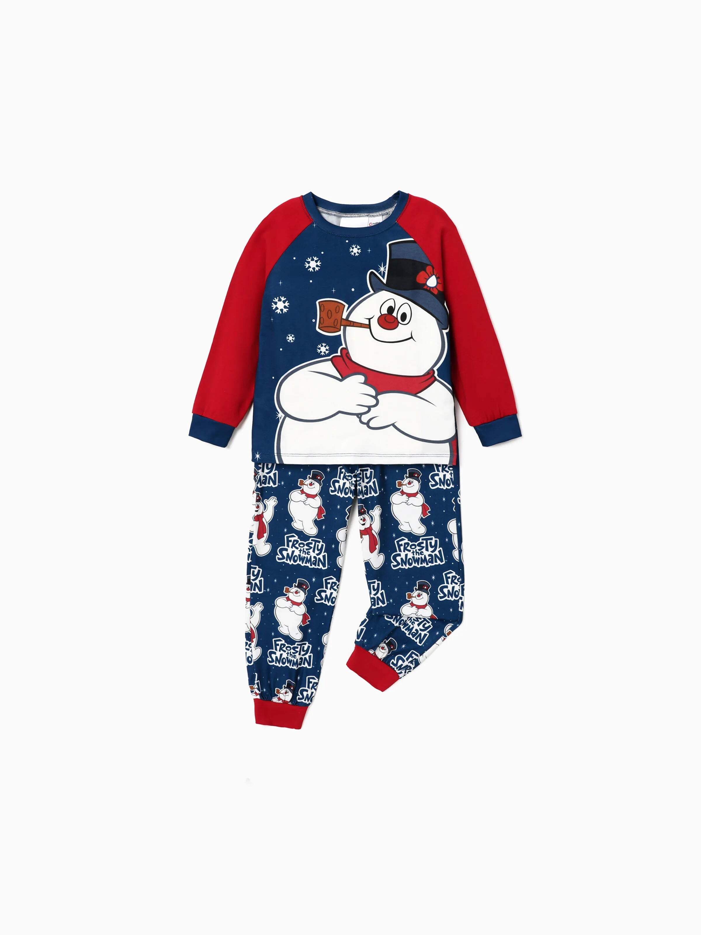 Frosty The Snowman Christmas Family Matching Color-block Pajamas Sets with Christmas Socks