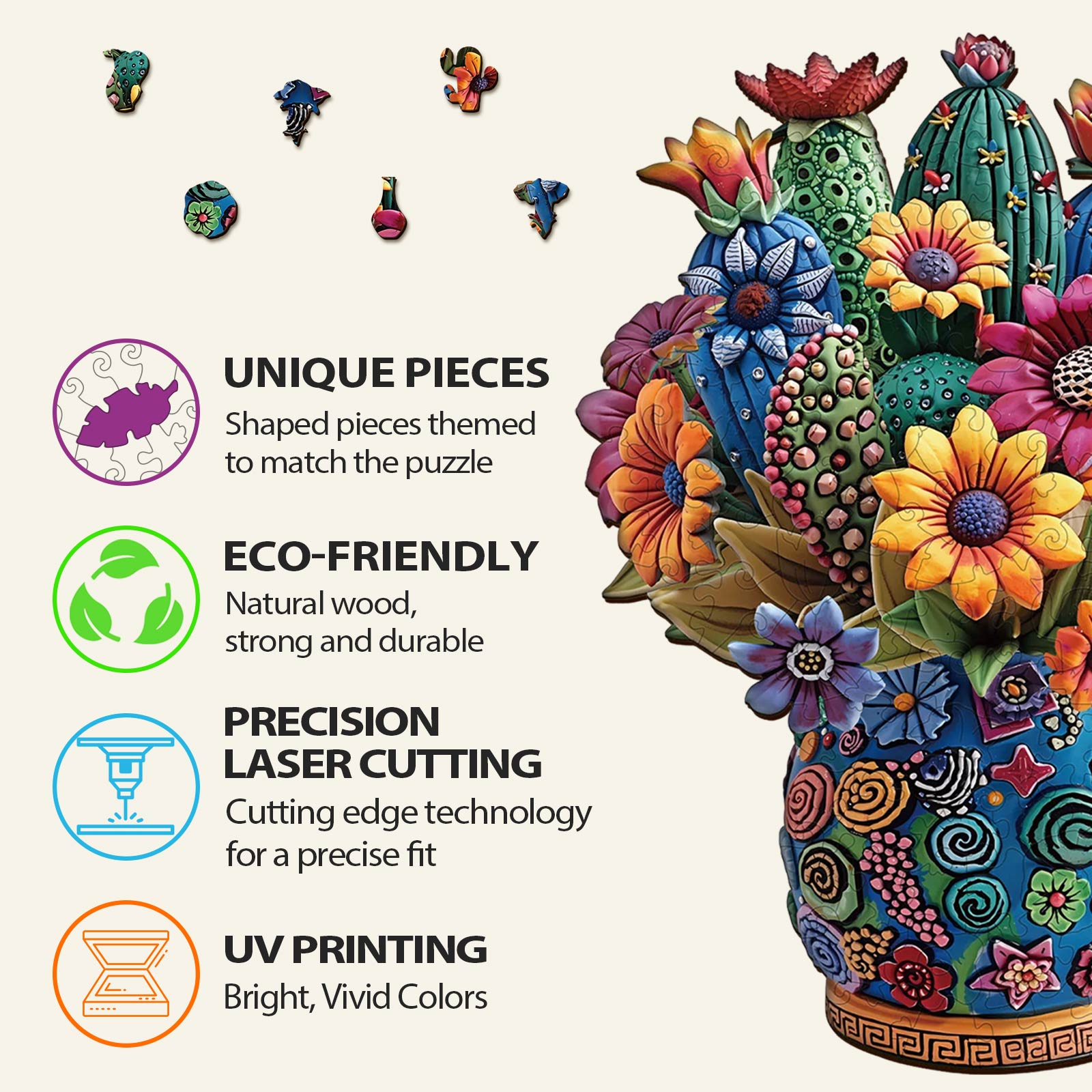 Blooming cactus Wooden Jigsaw Puzzle