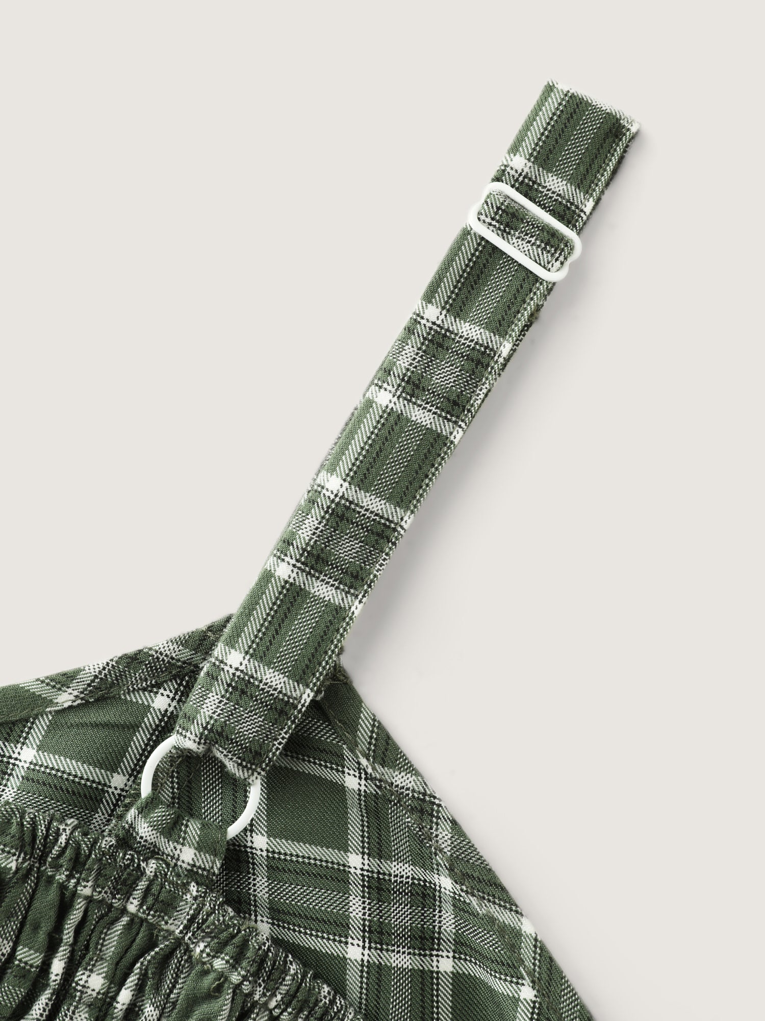 Checkered Print Shirred Pockets Midi Dress