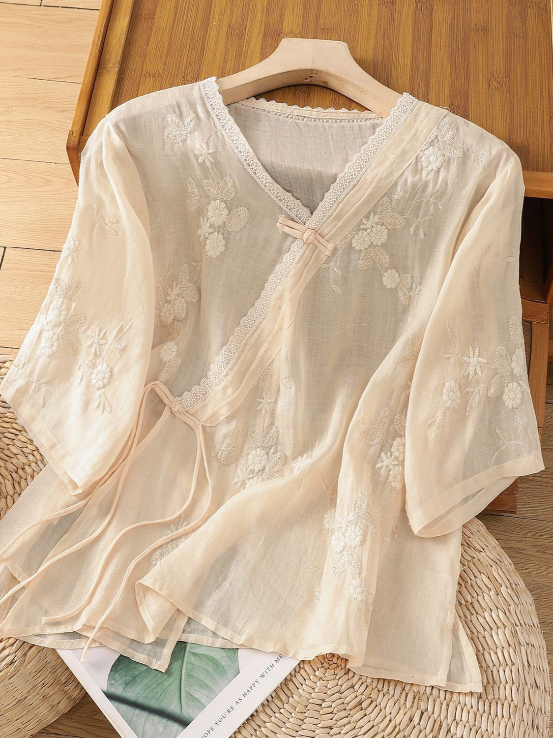 Women Embroidered Cotton Linen Tops- Fast Shipping