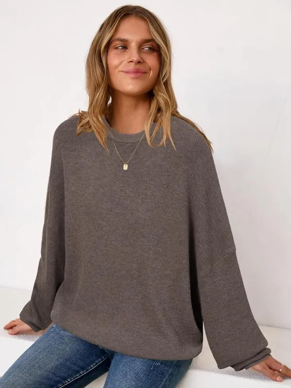 Women's Wool Blend Oversized Sweaters Crewneck Casual Fall Outfits Fashion Tops
