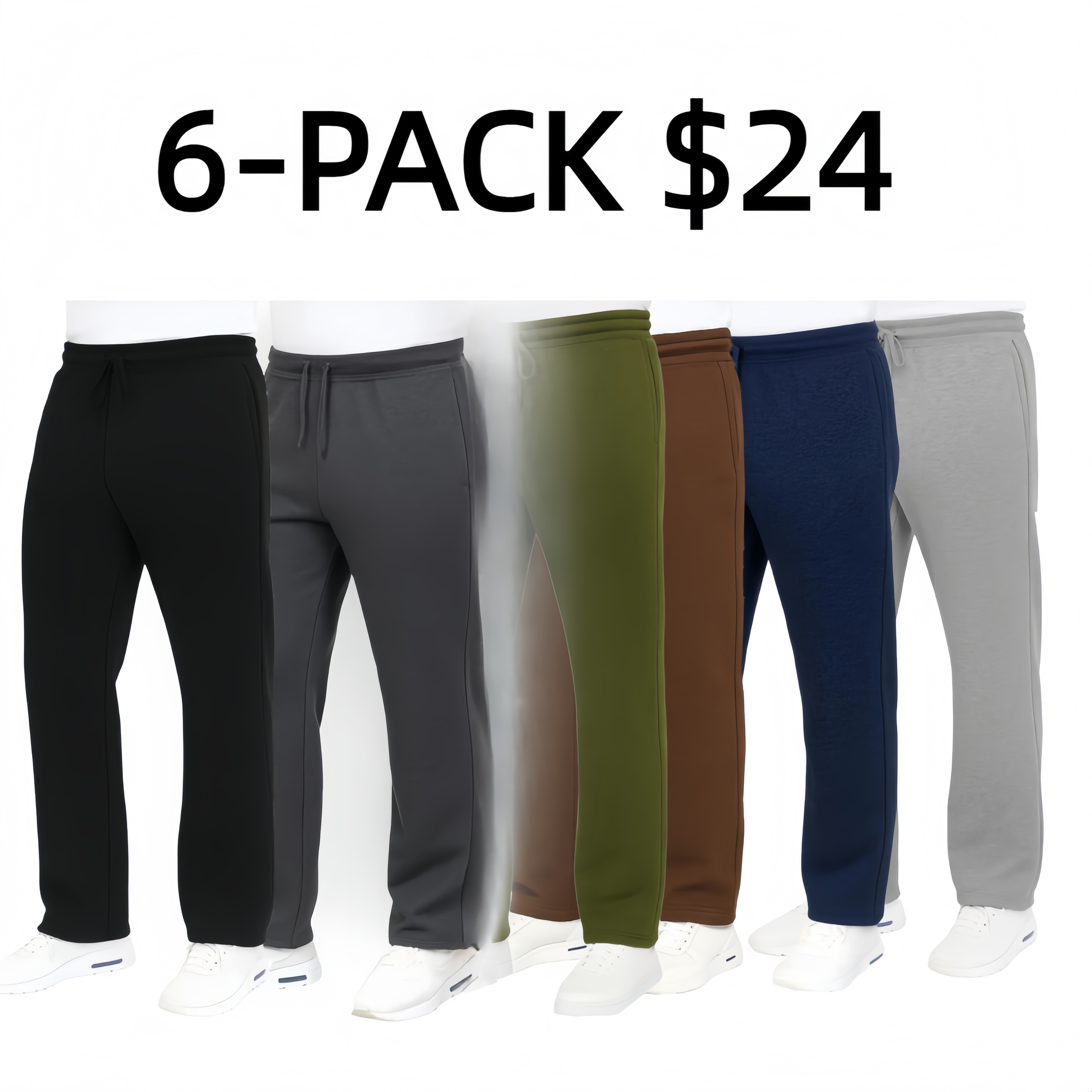 3-Pack Men's Classic Heavyweight Fleece Sweatpants with Open Bottom