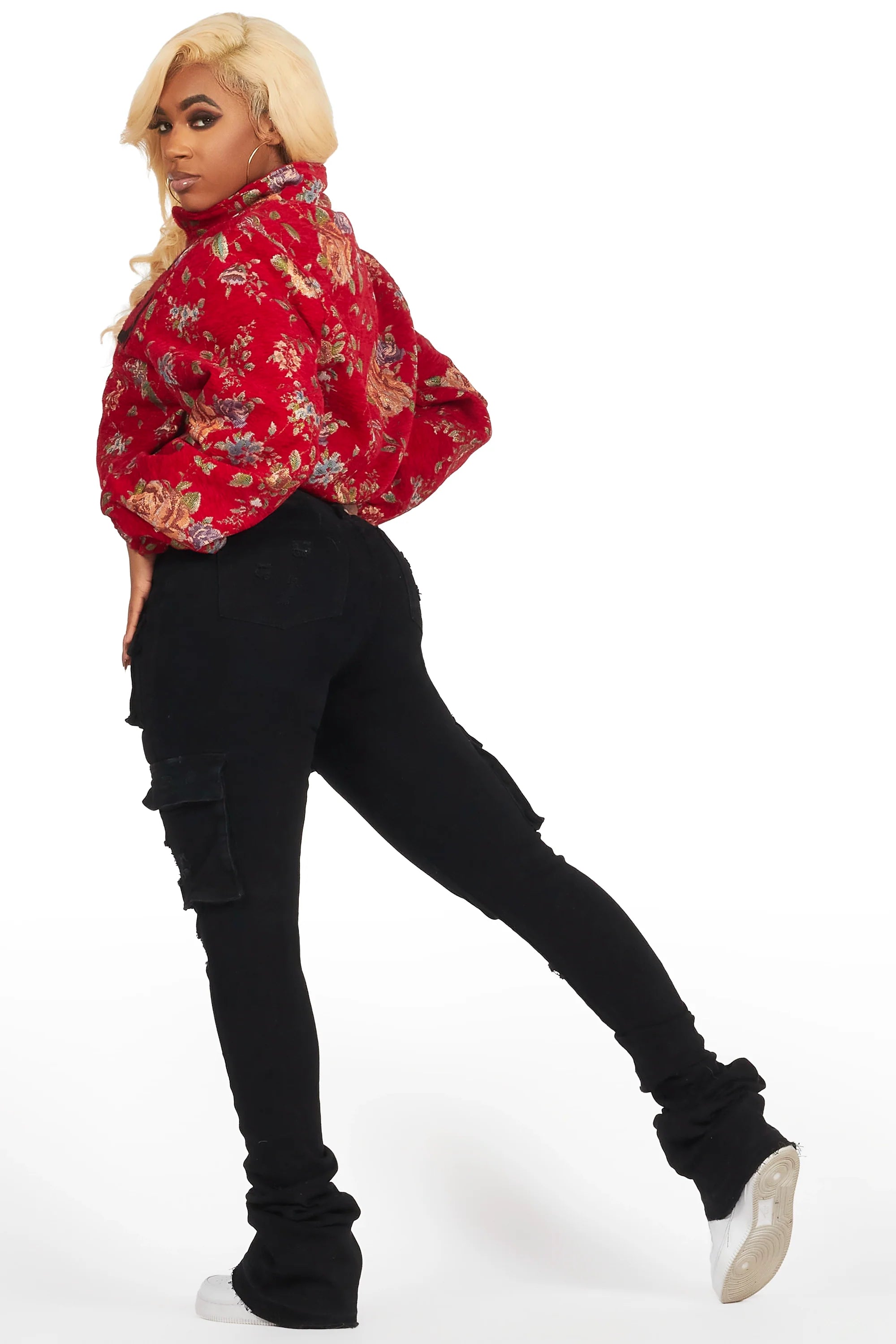 Marionna Red Tapestry Puffer Jacket