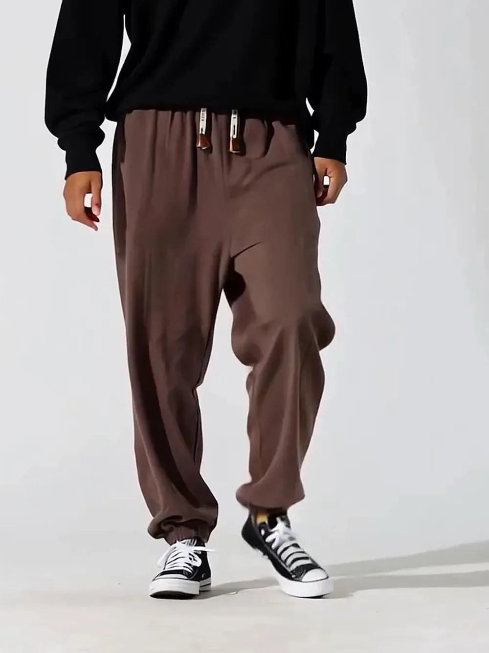 Contrast Color Drawstring Knitted Pencil Pants