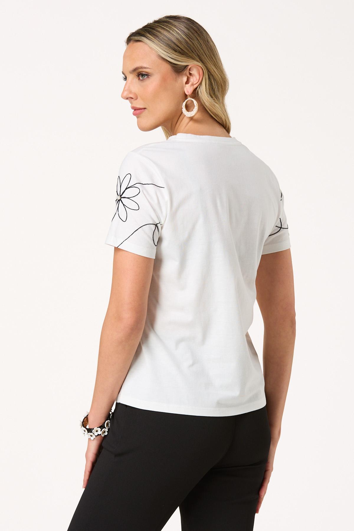 Embroidered Pearl Flower Top