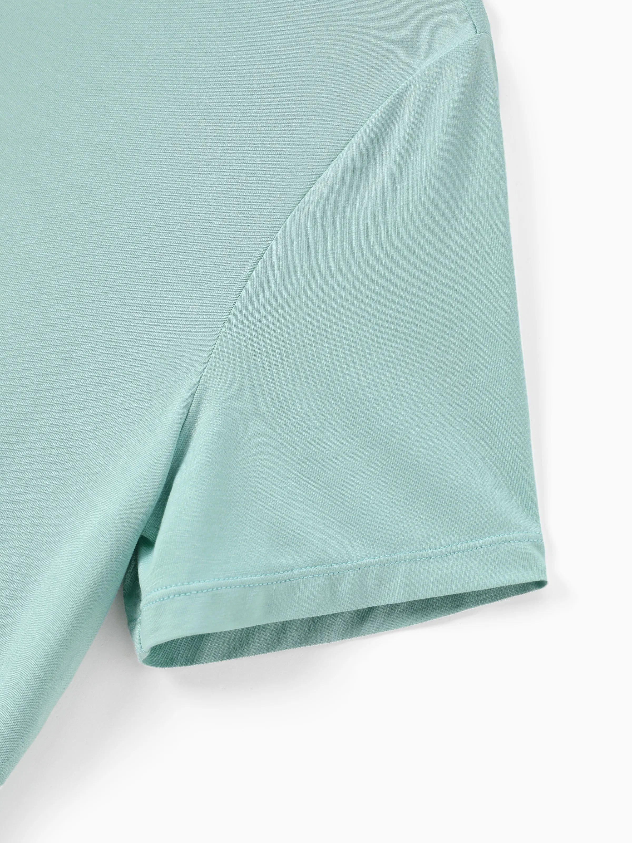 Bamboo Family Pajamas Solid Color Green Short Sleeve Matching Pajama Set ( Snug-Fitting for Children ) Green