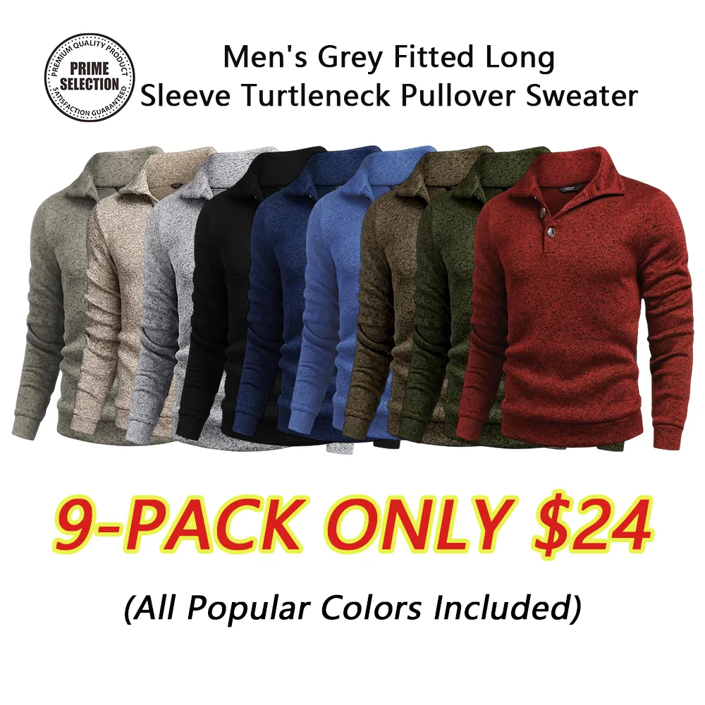 Men's Fitted Long Sleeve Turtleneck Pullover Sweater