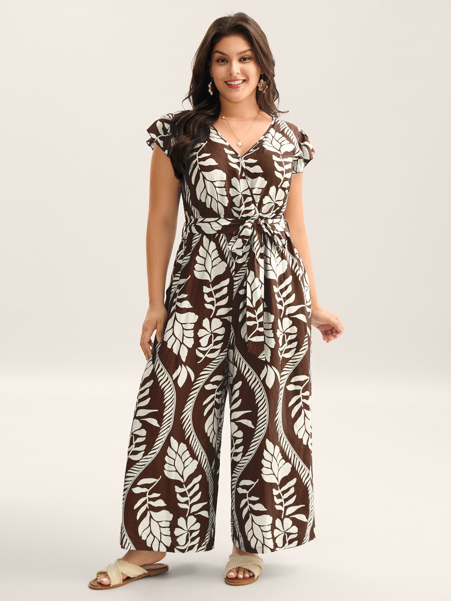 Large Floral Print Pockets Jumpsuit