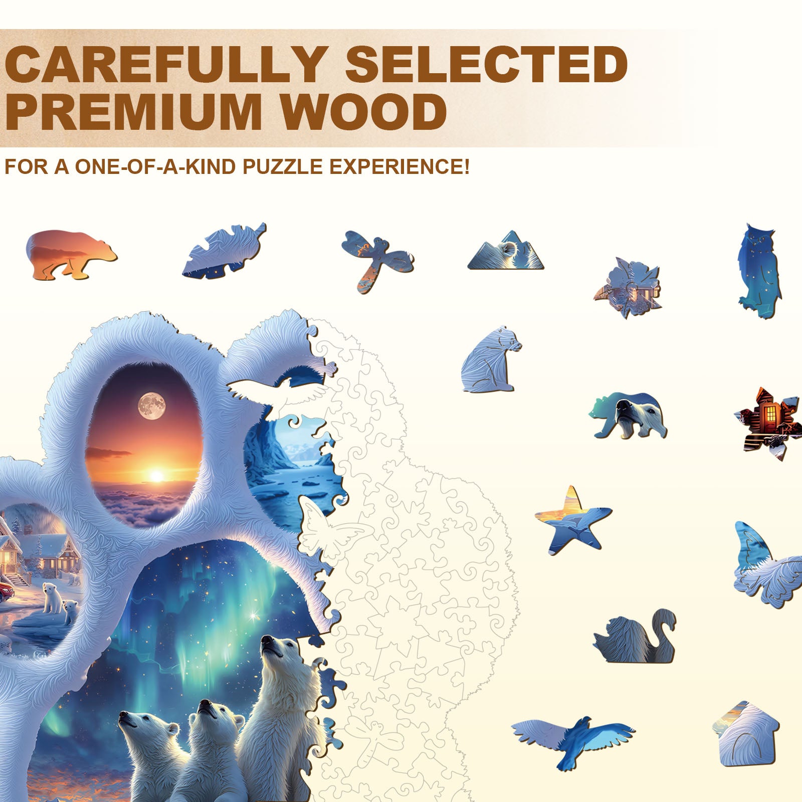 Polar bear tracks  Wooden Jigsaw Puzzle