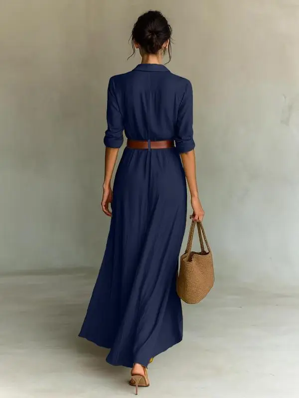 Elegant Autumn Dress for Women, Sexy Solid Color Ruched Design