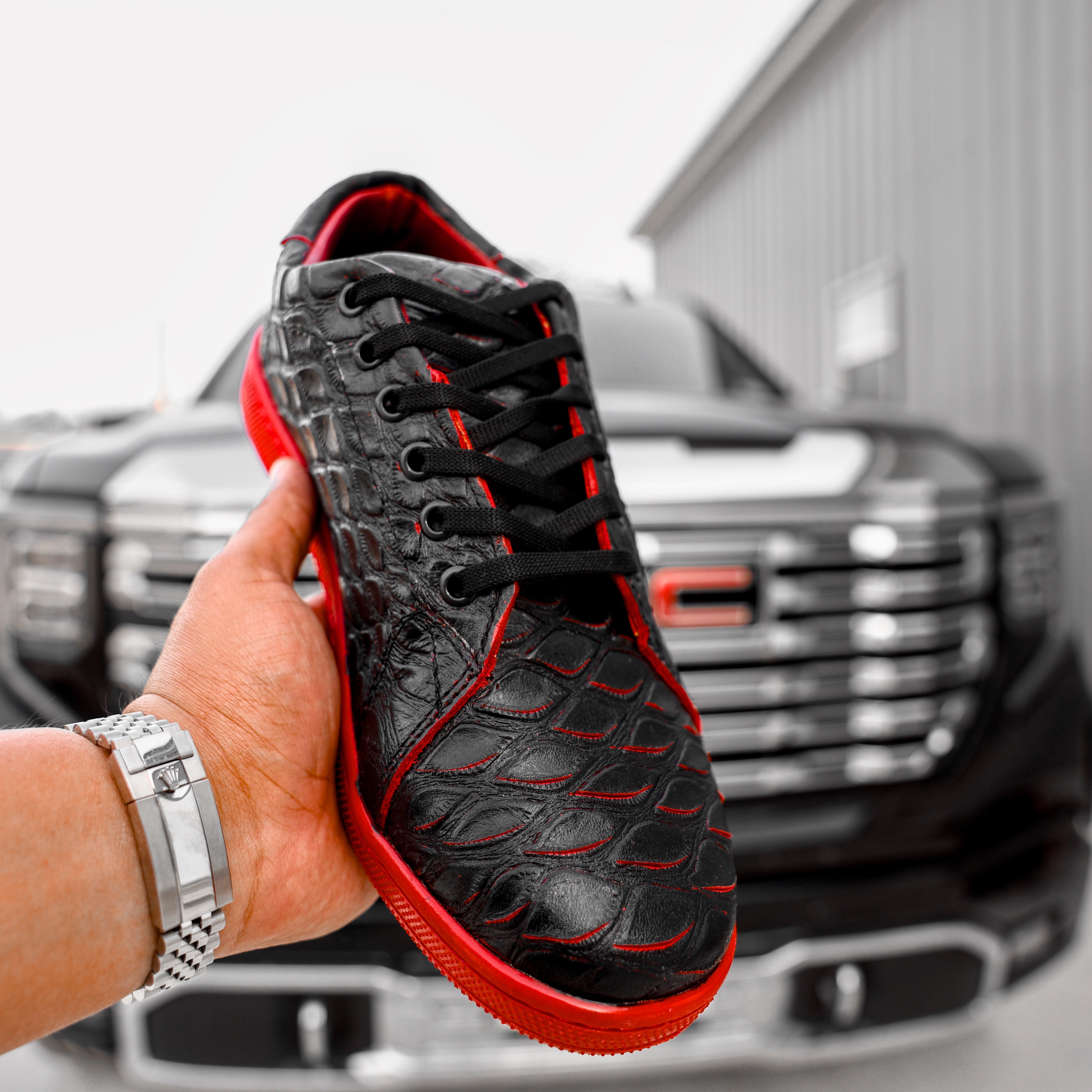 Black/Red Anteater Leather Shoes