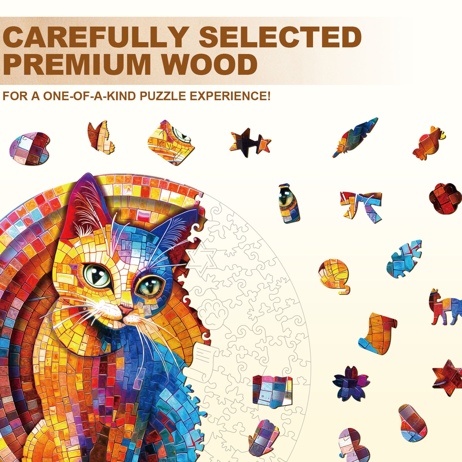 Pixel Kitty Wooden Jigsaw Puzzle