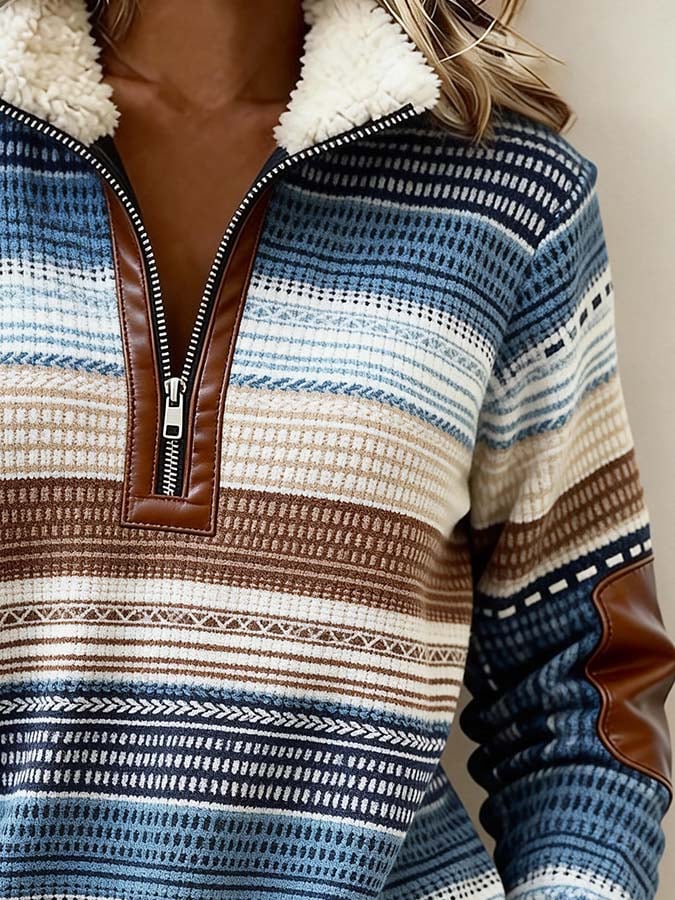 Women'S Casual Color Block Printed Pullover Sweatshirt