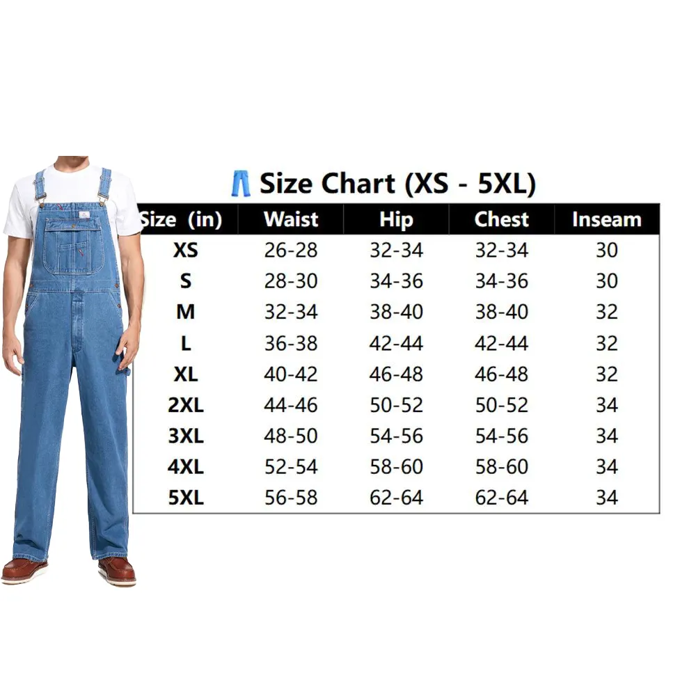 Mens Work Denim Bib Overalls