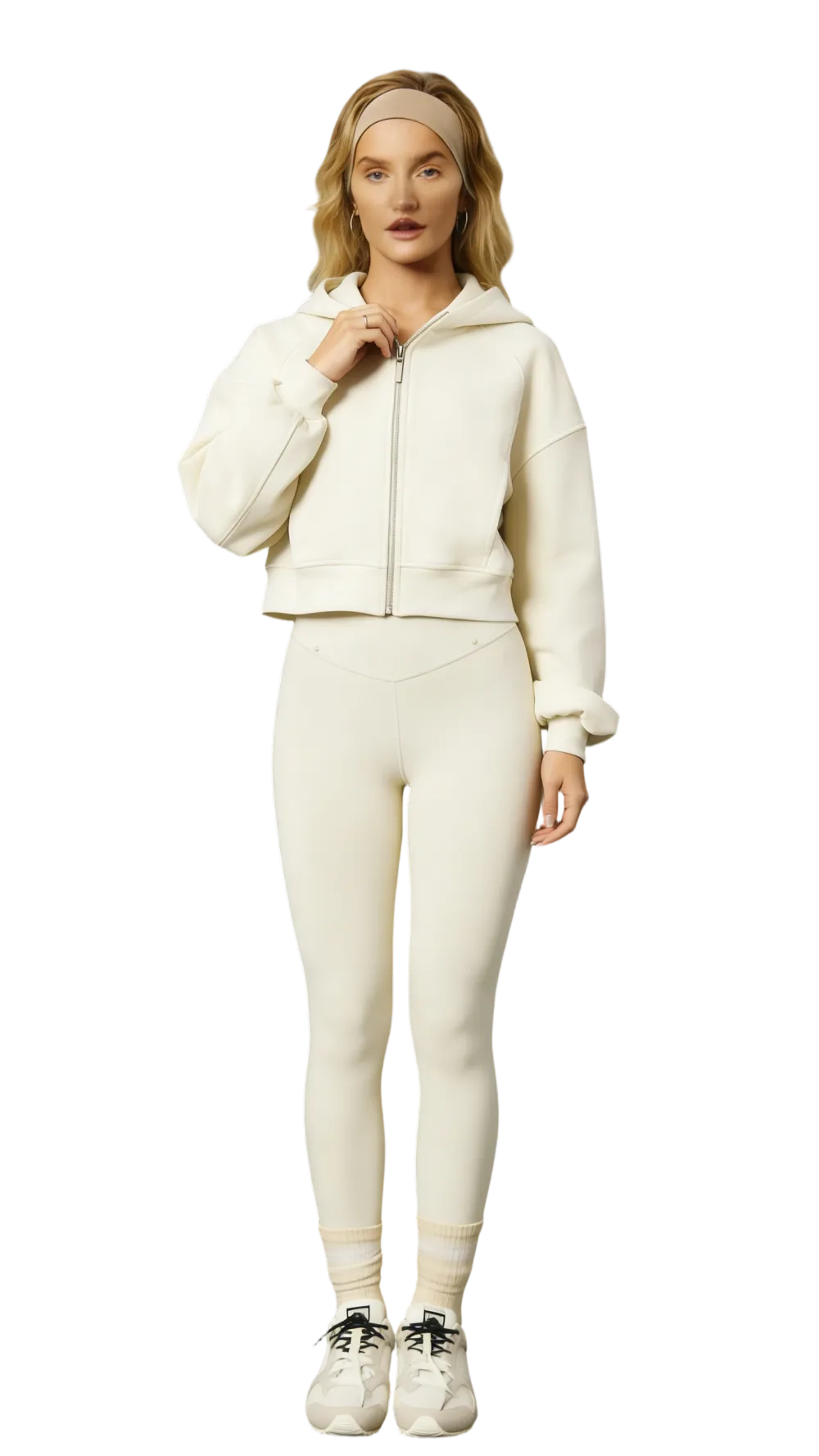 Warm Lightweight Relaxed Fit Cropped Hoodie Sweatshirt Set