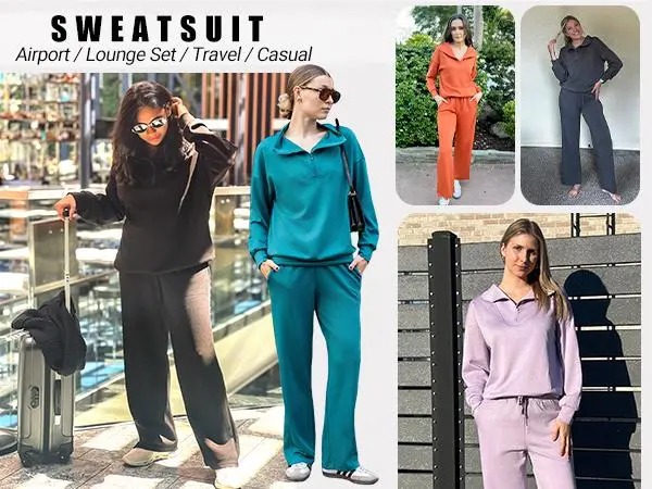 Women's 2-Piece Lounge Set – Half-Zip Pullover & Jogger Pants