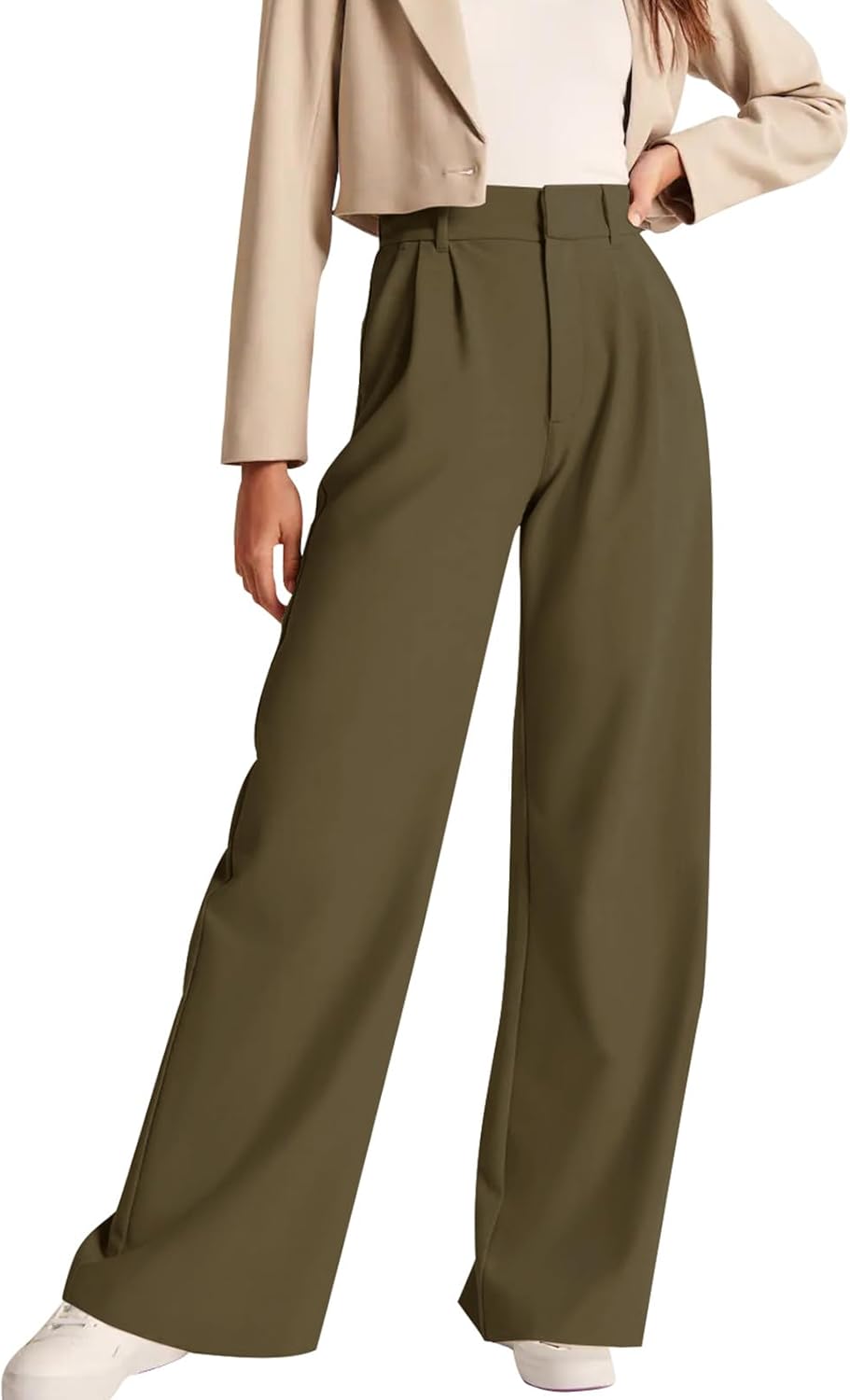 High-Waisted Work Pants for Women – Business Casual Office Trousers with Pockets