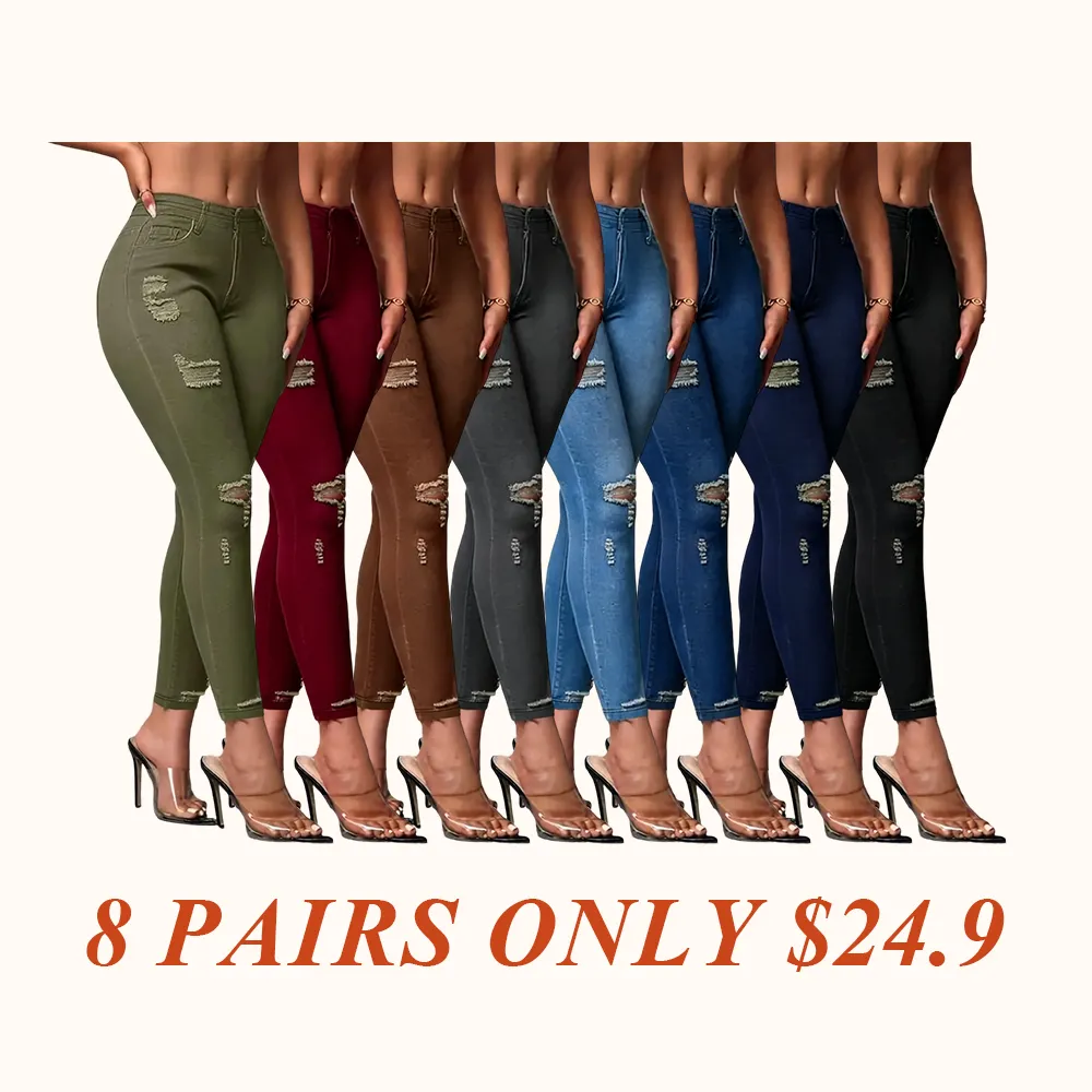 Women's Leggings Denim Fashion Bottoms, Casual Streetwear Pants for Daily Wear & Party