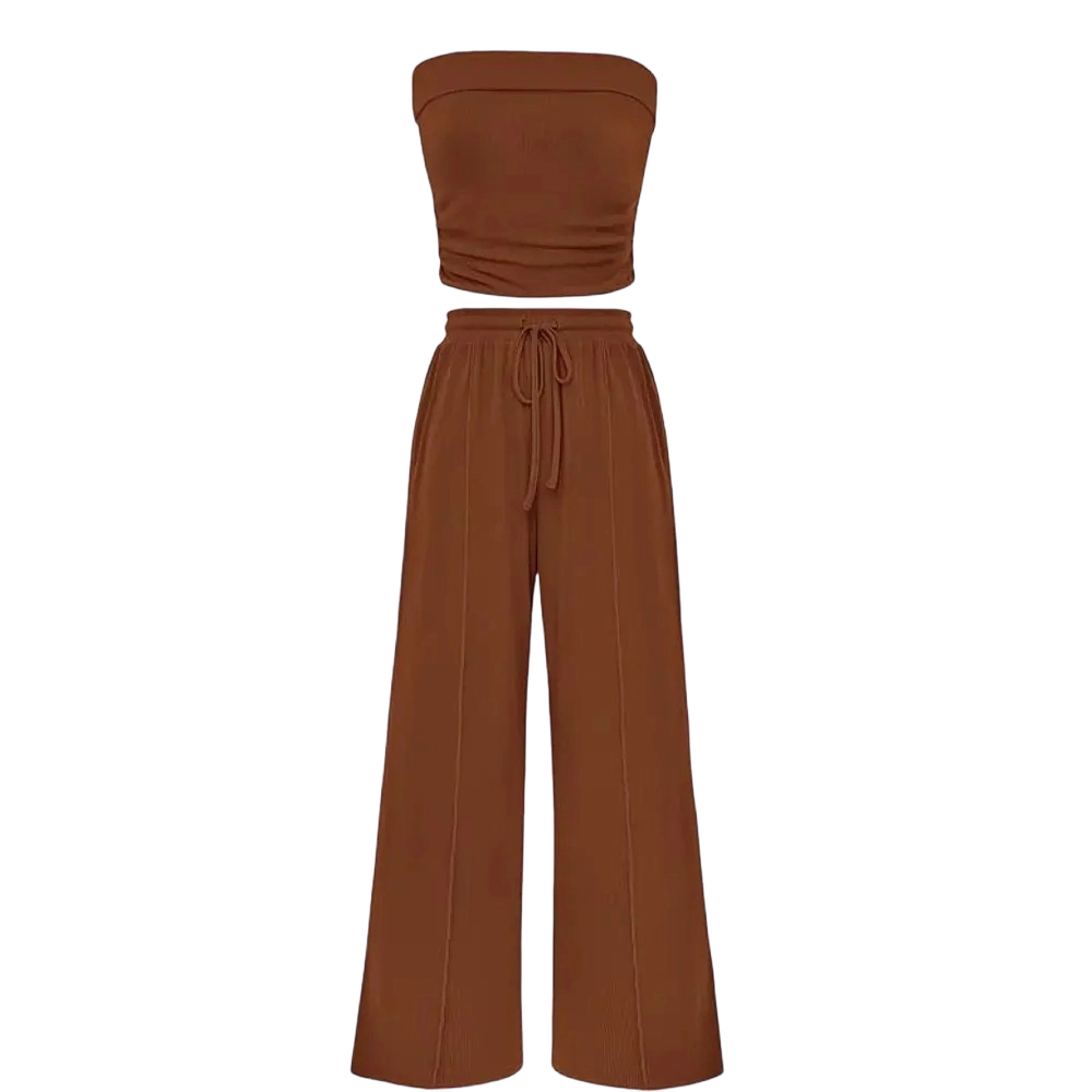 Women’s Ribbed Tube Top & Wide-Leg Pants Set